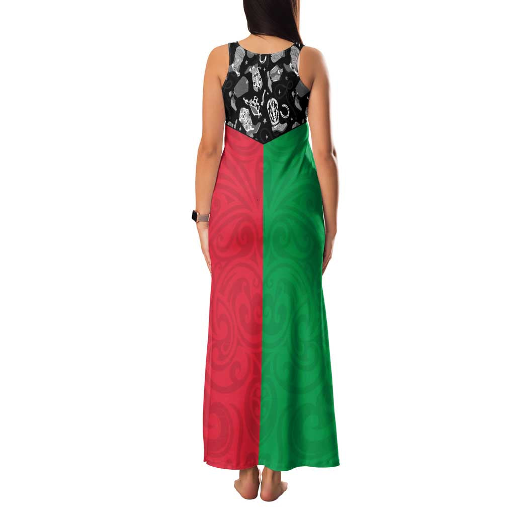 Vanuatu Cowboy Family Matching Tank Maxi Dress and Hawaiian Shirt Cowboy Symbols Split Stylized - Polynesian Pride