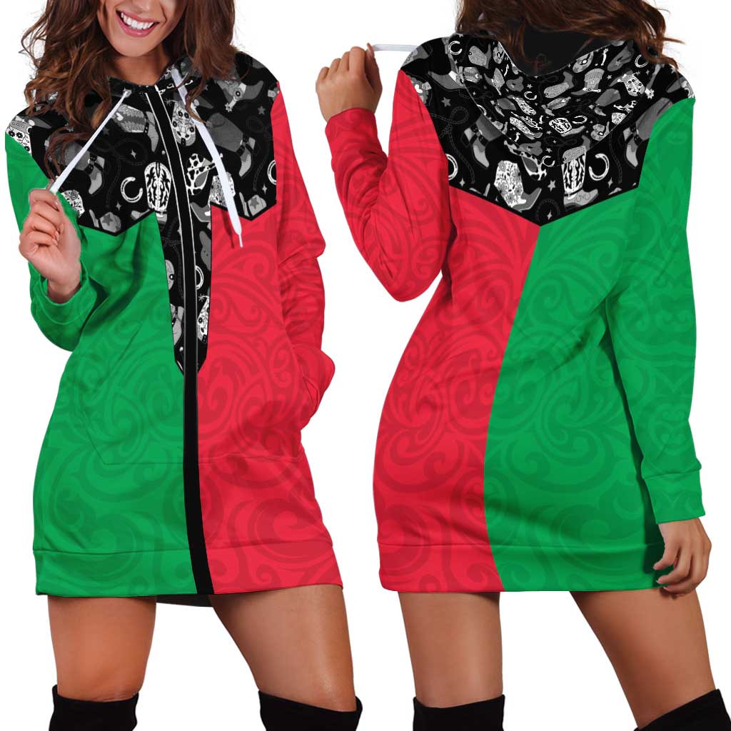 Vanuatu Cowboy Hoodie Dress Cowboy Symbols Split Stylized - Polynesian Pride