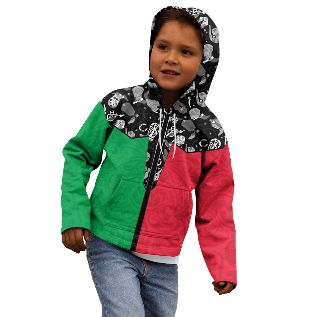 Vanuatu Cowboy Kid Hoodie Cowboy Symbols Split Stylized - Polynesian Pride