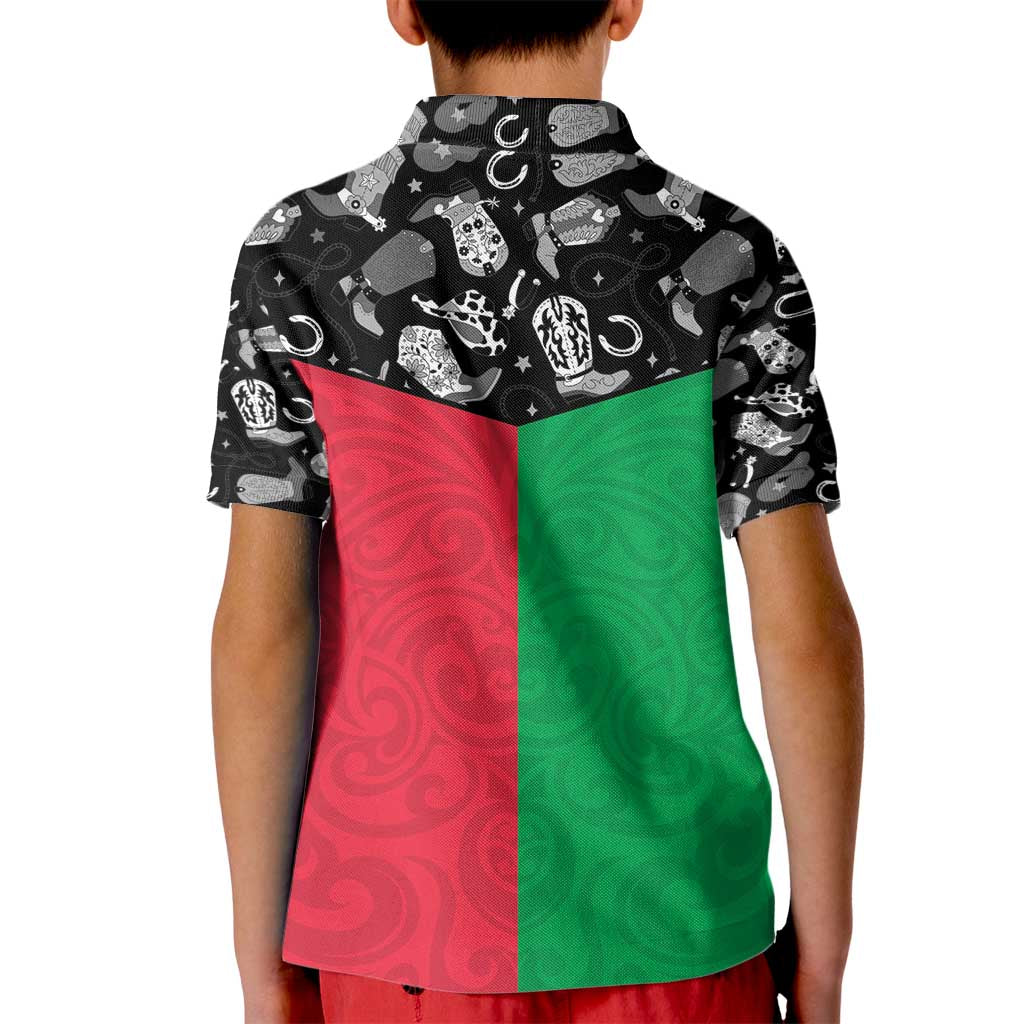 Vanuatu Cowboy Kid Polo Shirt Cowboy Symbols Split Stylized - Polynesian Pride