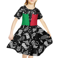 Vanuatu Cowboy Kid Short Sleeve Dress Cowboy Symbols Split Stylized - Polynesian Pride