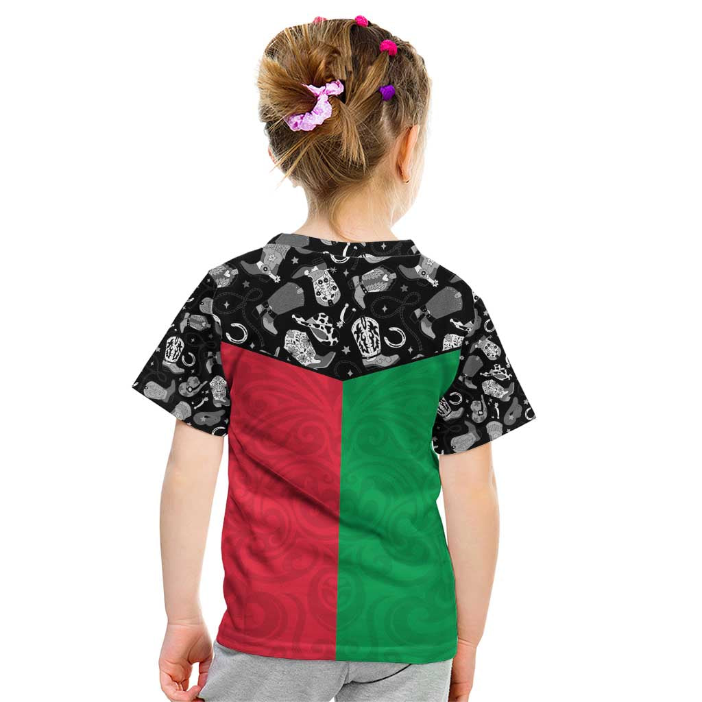 Vanuatu Cowboy Kid T Shirt Cowboy Symbols Split Stylized - Polynesian Pride