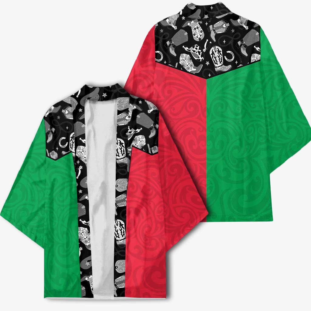 Vanuatu Cowboy Kimono Cowboy Symbols Split Stylized - Polynesian Pride