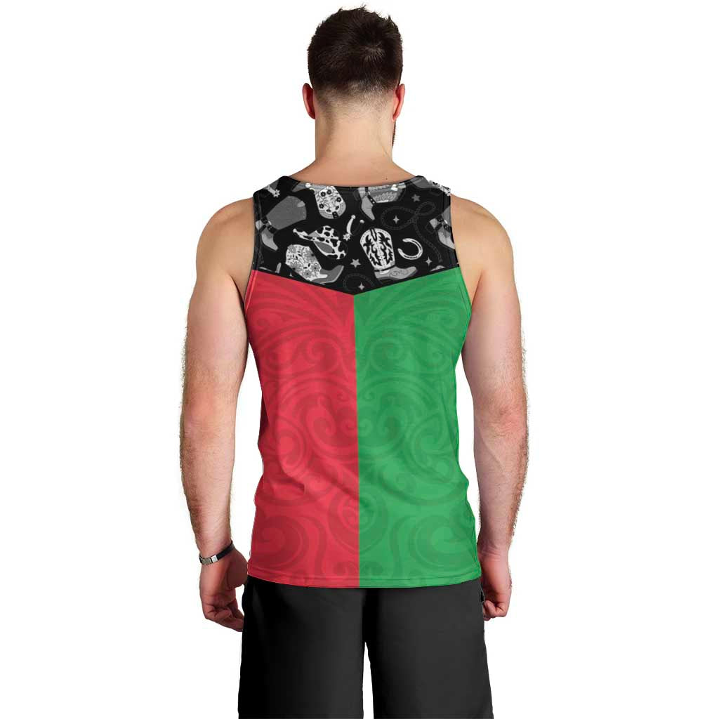 Vanuatu Cowboy Men Tank Top Cowboy Symbols Split Stylized - Polynesian Pride