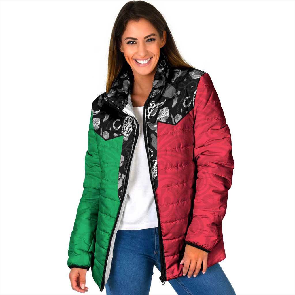 Vanuatu Cowboy Padded Jacket Cowboy Symbols Split Stylized - Polynesian Pride