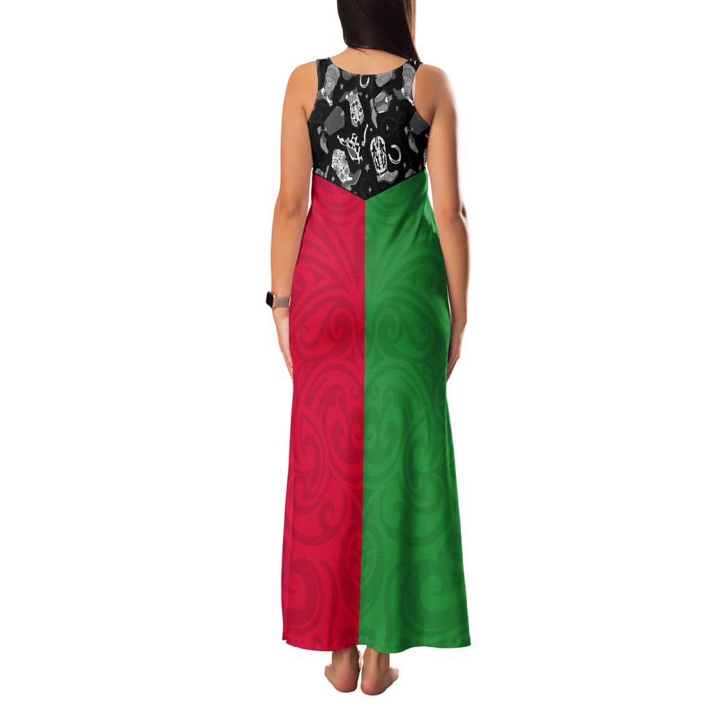 Vanuatu Cowboy Tank Maxi Dress Cowboy Symbols Split Stylized - Polynesian Pride