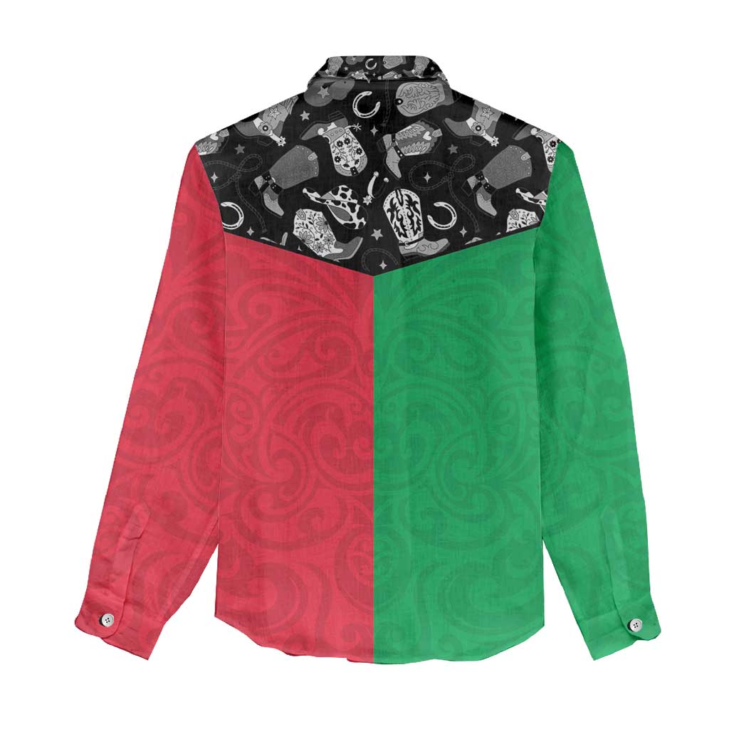 Vanuatu Cowboy Women Casual Shirt Cowboy Symbols Split Stylized - Polynesian Pride