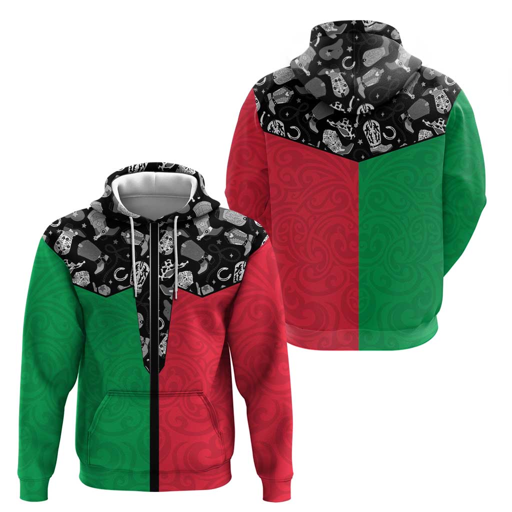Vanuatu Cowboy Zip Hoodie Cowboy Symbols Split Stylized - Polynesian Pride