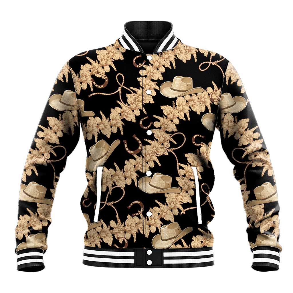Vanuatu Cowboy Baseball Jacket Seamless Straw Hats Hibiscus - Polynesian Pride