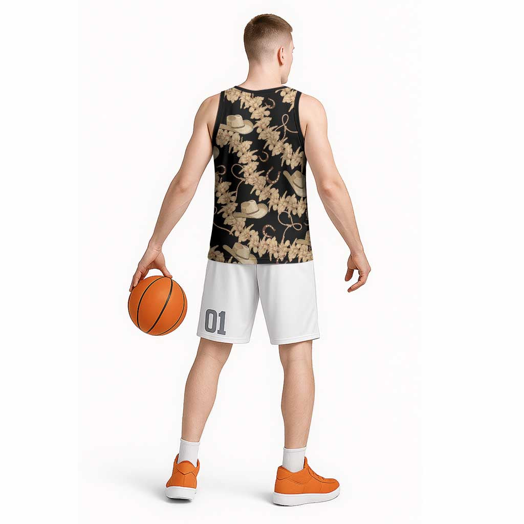 Vanuatu Cowboy Basketball Jersey Seamless Straw Hats Hibiscus - Polynesian Pride