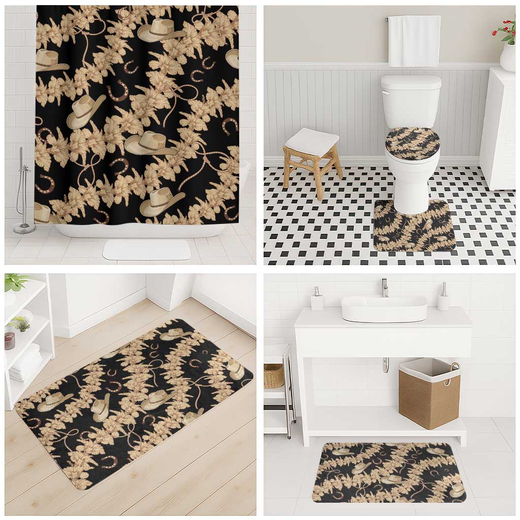 Vanuatu Cowboy Bathroom Set Seamless Straw Hats Hibiscus - Polynesian Pride