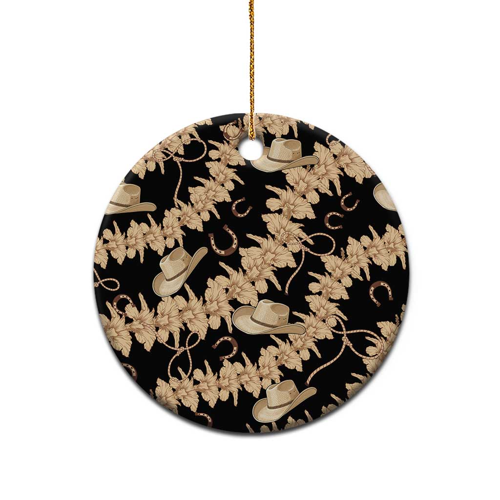 Vanuatu Cowboy Ceramic Ornament Seamless Straw Hats Hibiscus - Polynesian Pride