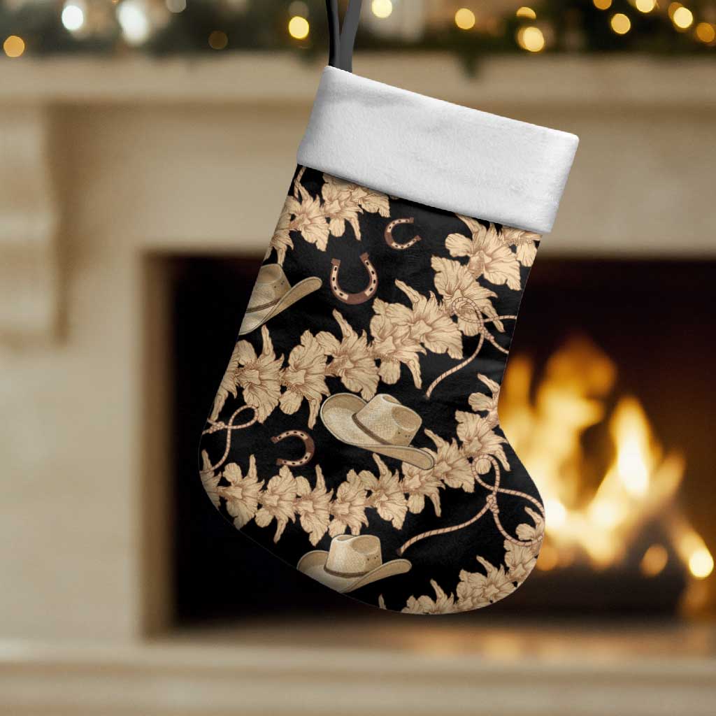 Vanuatu Cowboy Christmas Stocking Seamless Straw Hats Hibiscus - Polynesian Pride