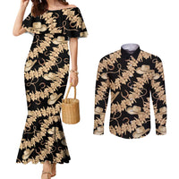 Vanuatu Cowboy Couples Matching Mermaid Dress and Long Sleeve Button Shirt Seamless Straw Hats Hibiscus - Polynesian Pride