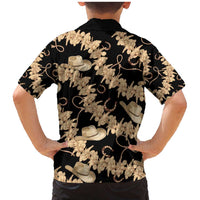 Vanuatu Cowboy Family Matching Mermaid Dress and Hawaiian Shirt Seamless Straw Hats Hibiscus LT14 - Polynesian Pride