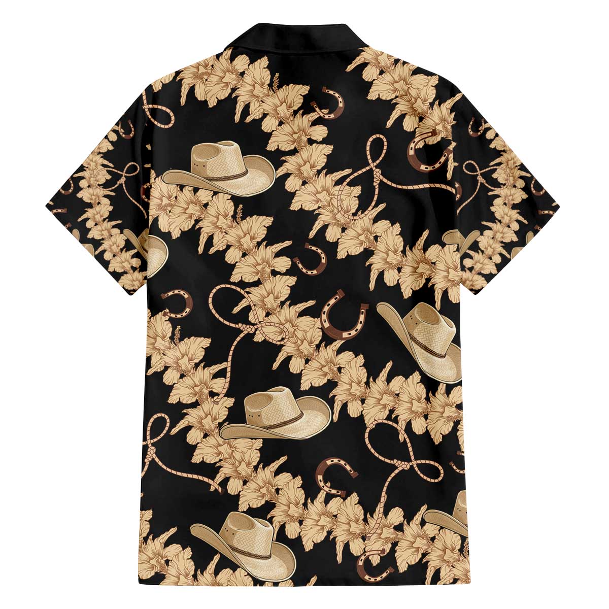 Vanuatu Cowboy Family Matching Off The Shoulder Long Sleeve Dress and Hawaiian Shirt Seamless Straw Hats Hibiscus LT14 - Polynesian Pride
