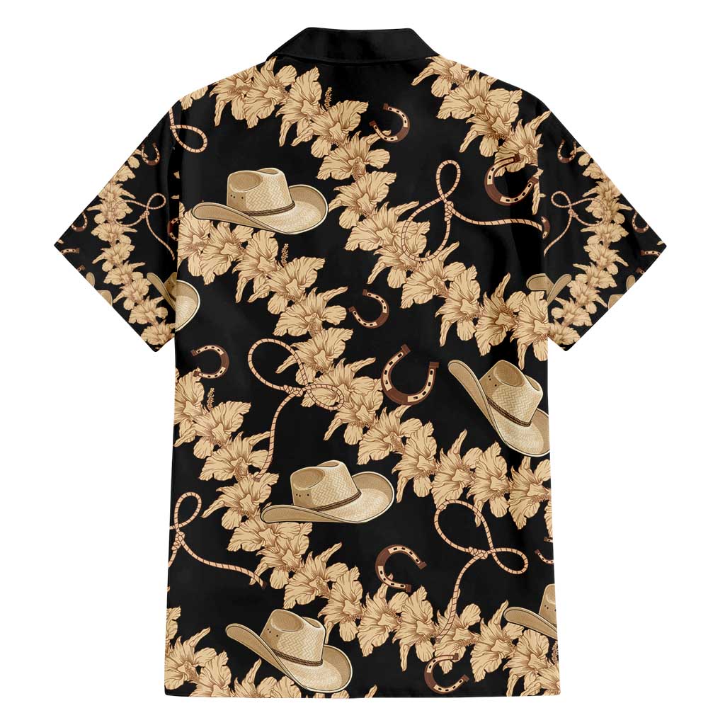 Vanuatu Cowboy Family Matching Short Sleeve Bodycon Dress and Hawaiian Shirt Seamless Straw Hats Hibiscus LT14 - Polynesian Pride