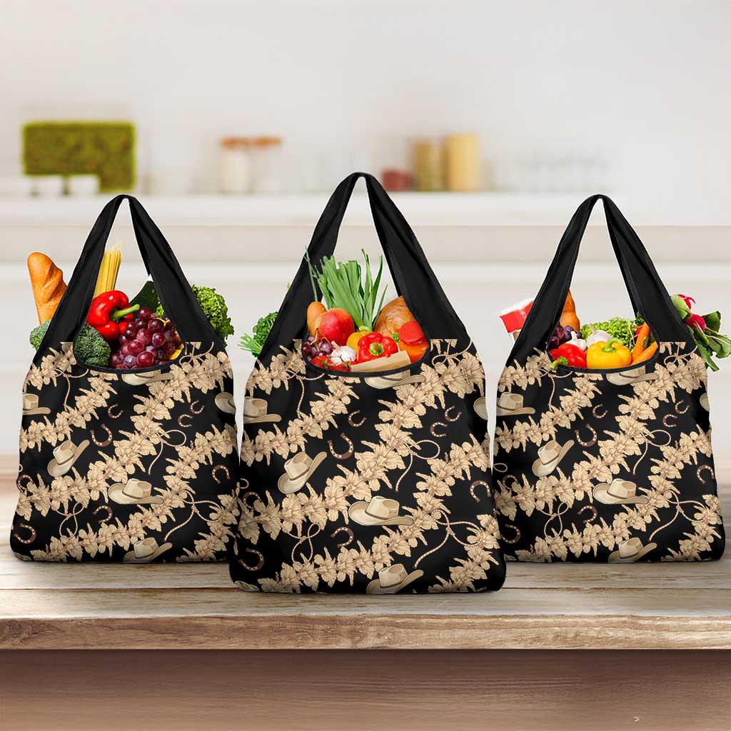 Vanuatu Cowboy Grocery Bag Seamless Straw Hats Hibiscus - Polynesian Pride