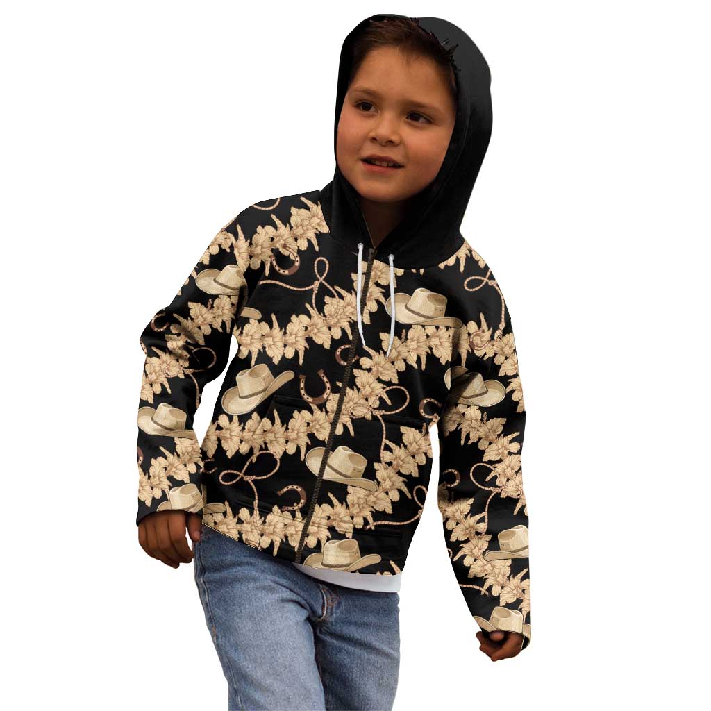 Vanuatu Cowboy Kid Hoodie Seamless Straw Hats Hibiscus - Polynesian Pride