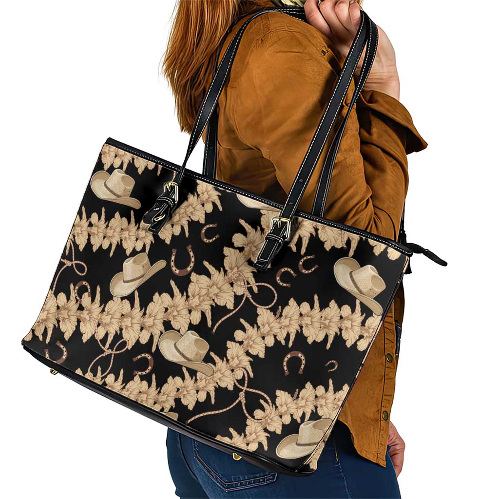 Vanuatu Cowboy Leather Tote Bag Seamless Straw Hats Hibiscus - Polynesian Pride