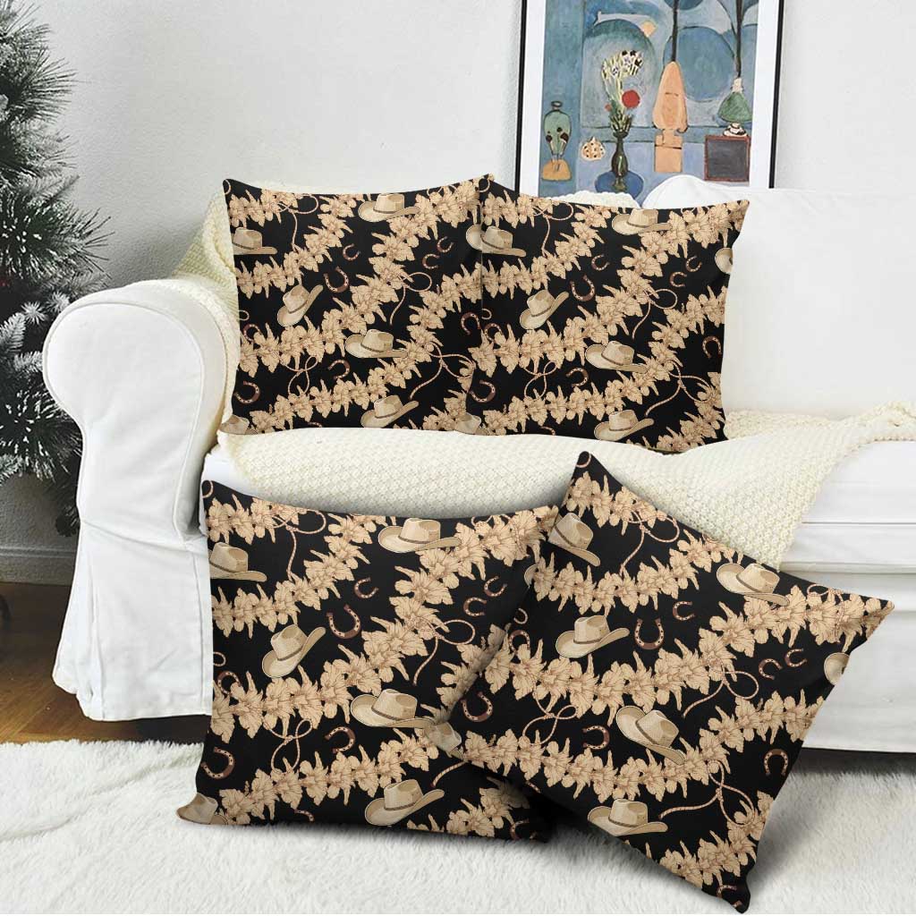 Vanuatu Cowboy Pillow Cover Seamless Straw Hats Hibiscus - Polynesian Pride