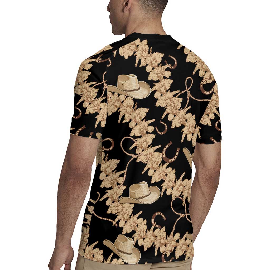Vanuatu Cowboy Rugby Jersey Seamless Straw Hats Hibiscus - Polynesian Pride