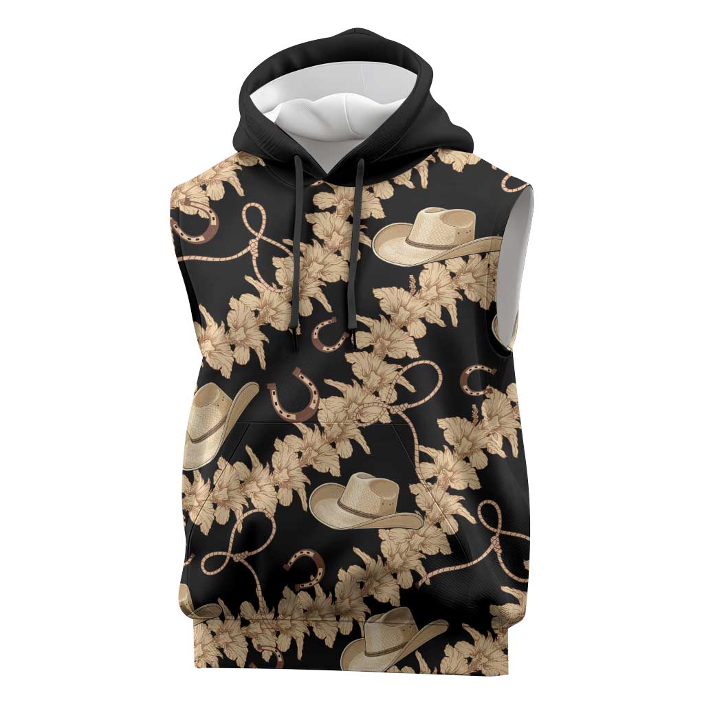 Vanuatu Cowboy Sleeveless Hoodie Seamless Straw Hats Hibiscus - Polynesian Pride