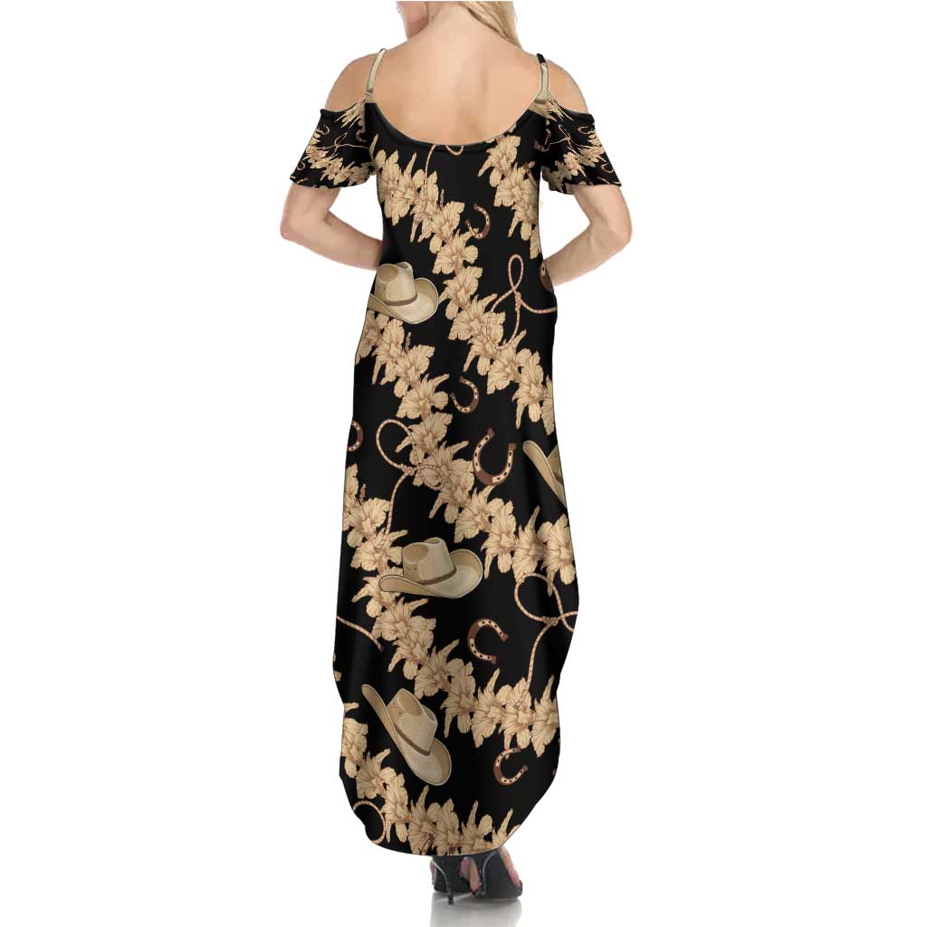 Vanuatu Cowboy Summer Maxi Dress Seamless Straw Hats Hibiscus - Polynesian Pride