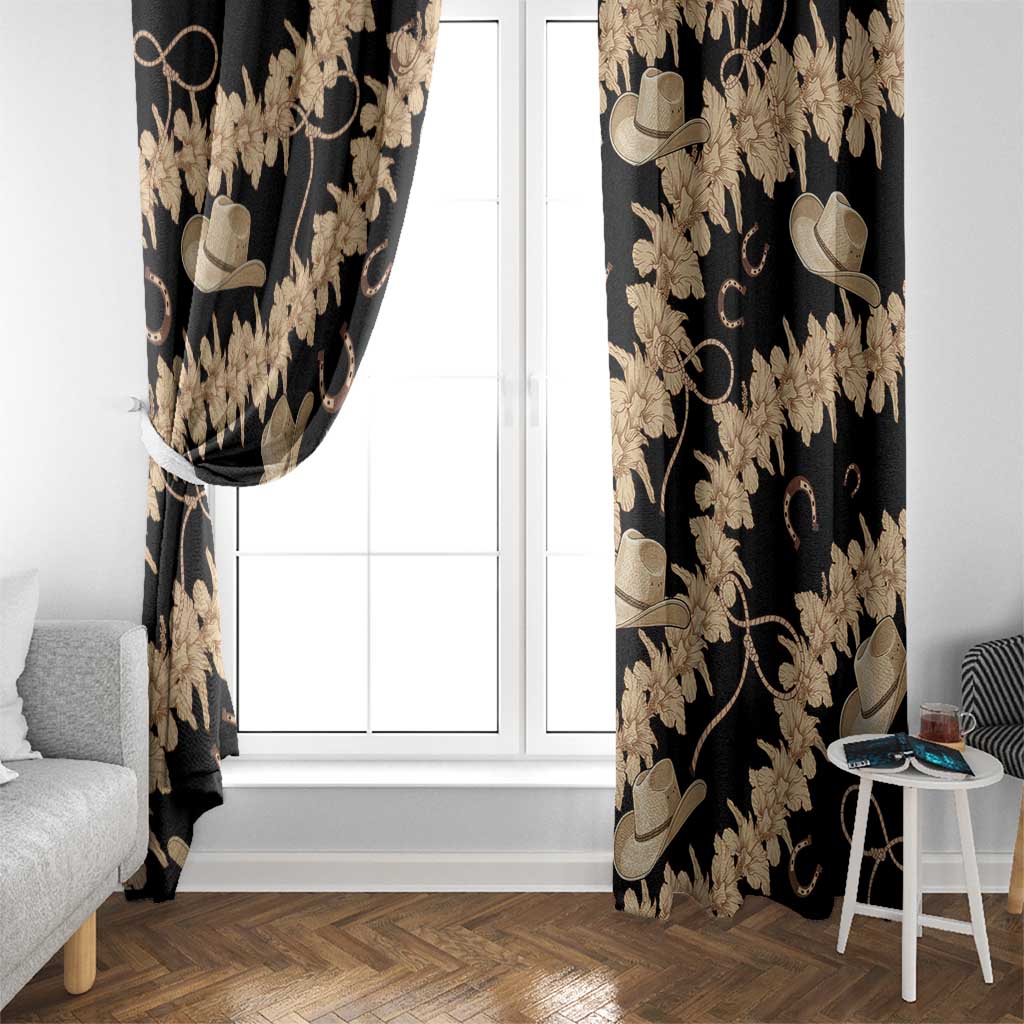 Vanuatu Cowboy Window Curtain Seamless Straw Hats Hibiscus - Polynesian Pride