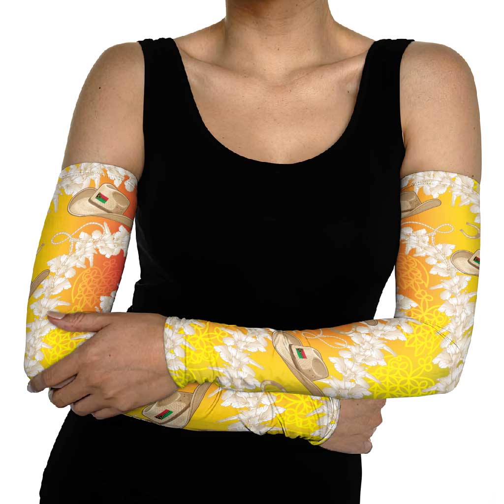 Vanuatu Cowboy Arm Sleeves Straw Hats Hibiscus With Sand Drawing - Polynesian Pride
