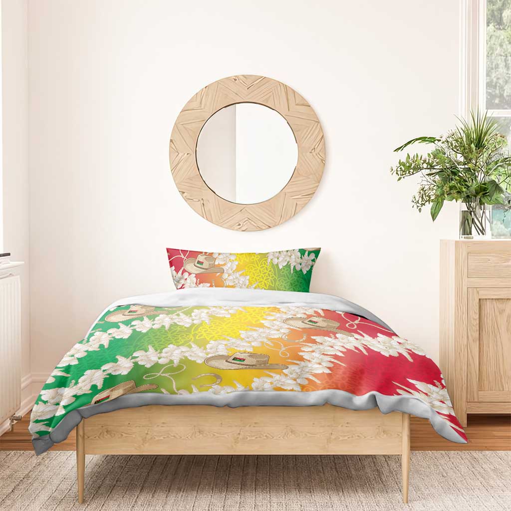 Vanuatu Cowboy Bedding Set Straw Hats Hibiscus With Sand Drawing - Polynesian Pride