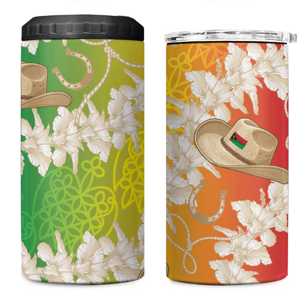 Vanuatu Cowboy 4 in 1 Can Cooler Tumbler Straw Hats Hibiscus With Sand Drawing LT14 One Size: 16 oz Reggae - Polynesian Pride