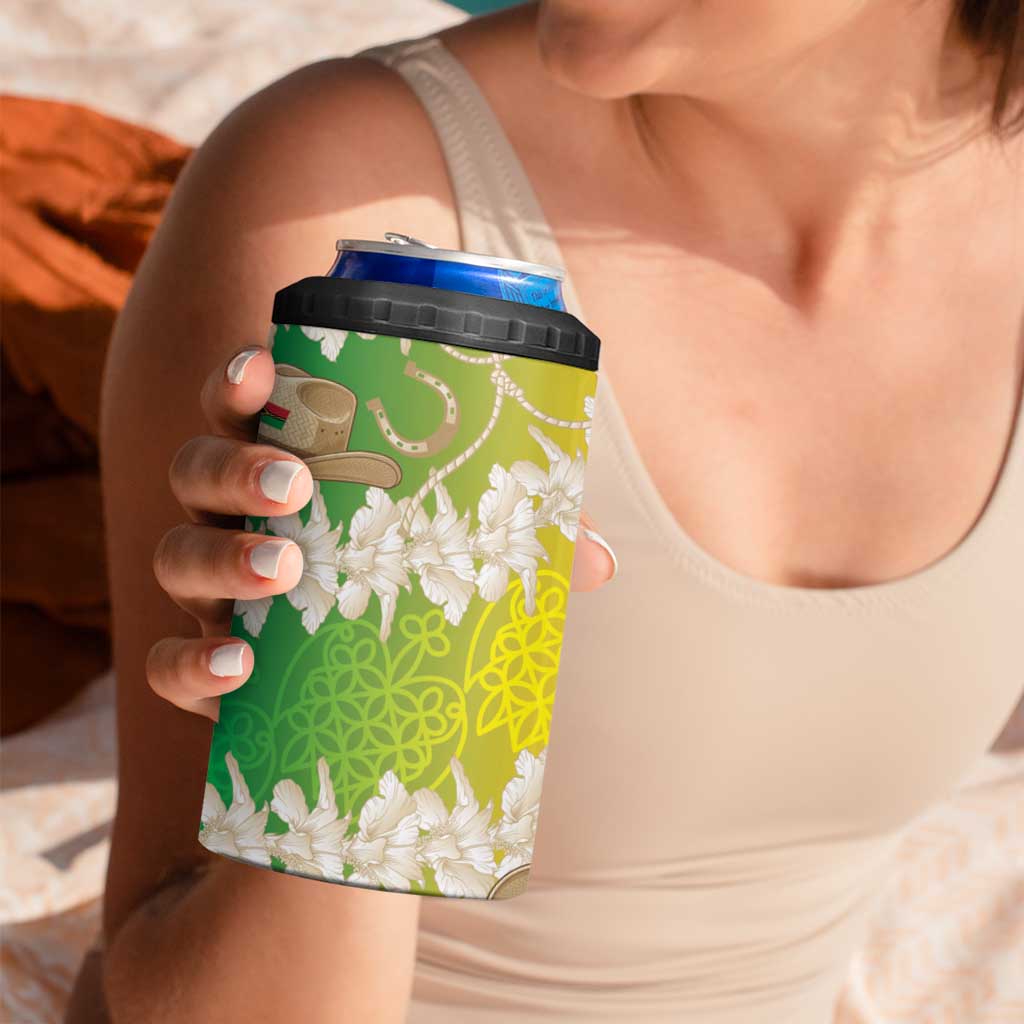 Vanuatu Cowboy 4 in 1 Can Cooler Tumbler Straw Hats Hibiscus With Sand Drawing LT14 - Polynesian Pride