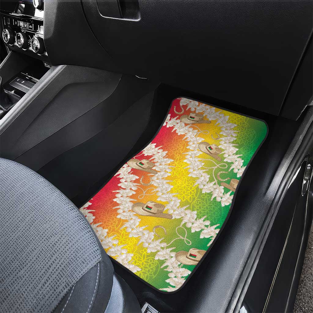 Vanuatu Cowboy Car Mats Straw Hats Hibiscus With Sand Drawing - Polynesian Pride