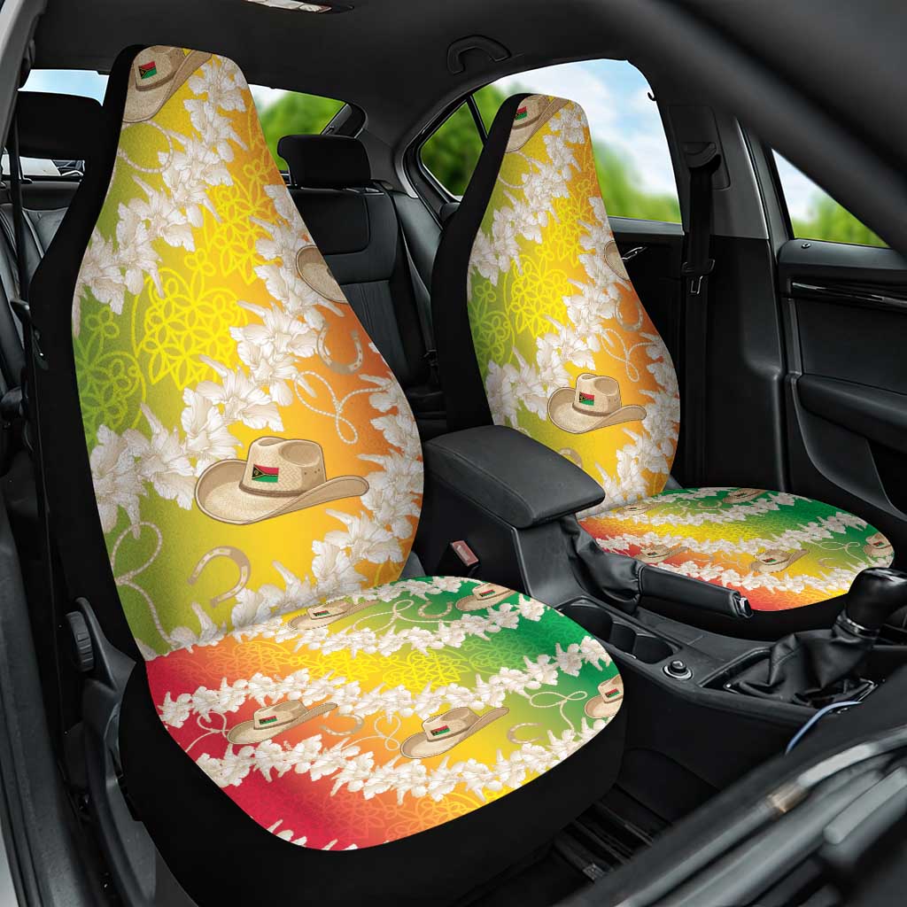 Vanuatu Cowboy Car Seat Cover Straw Hats Hibiscus With Sand Drawing - Polynesian Pride