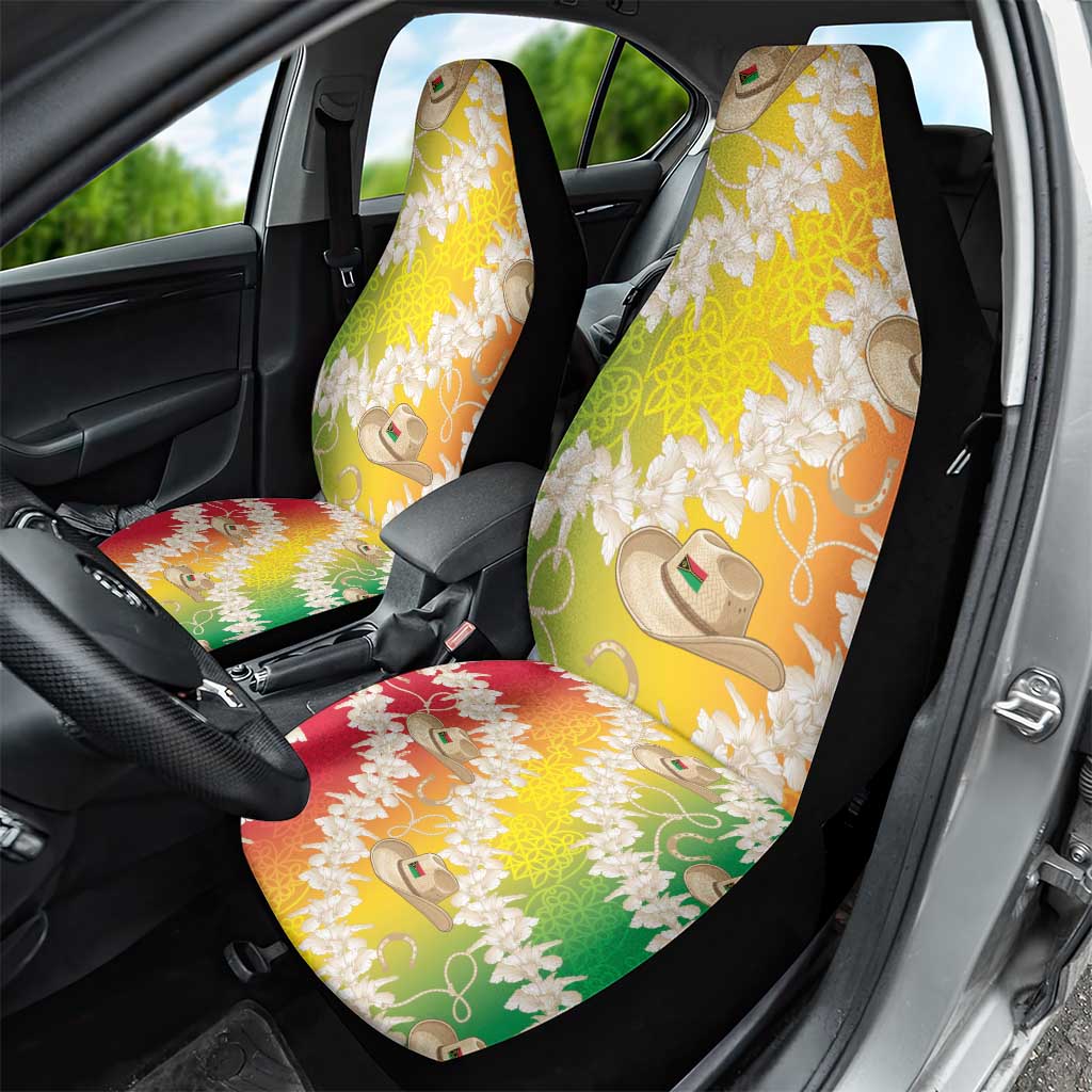 Vanuatu Cowboy Car Seat Cover Straw Hats Hibiscus With Sand Drawing - Polynesian Pride