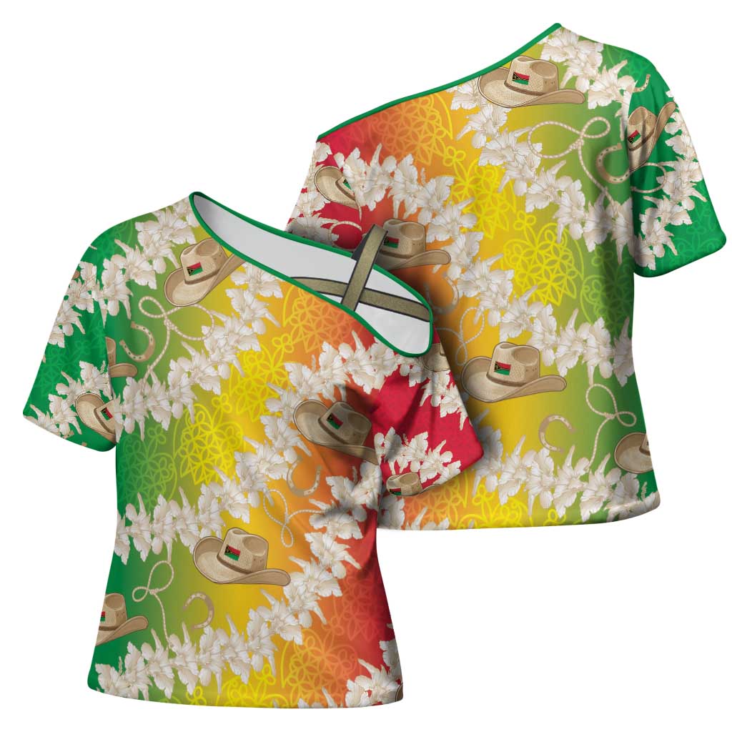 Vanuatu Cowboy Cross Shoulder Shirt Straw Hats Hibiscus With Sand Drawing - Polynesian Pride