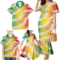 Vanuatu Cowboy Family Matching Mermaid Dress and Hawaiian Shirt Straw Hats Hibiscus With Sand Drawing LT14 - Polynesian Pride