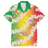Vanuatu Cowboy Family Matching Off The Shoulder Long Sleeve Dress and Hawaiian Shirt Straw Hats Hibiscus With Sand Drawing LT14 Dad's Shirt - Short Sleeve Reggae - Polynesian Pride