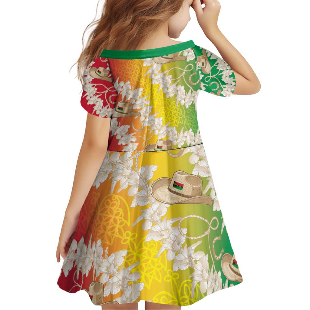 Vanuatu Cowboy Family Matching Off Shoulder Short Dress and Hawaiian Shirt Straw Hats Hibiscus With Sand Drawing LT14 - Polynesian Pride