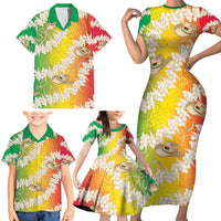 Vanuatu Cowboy Family Matching Short Sleeve Bodycon Dress and Hawaiian Shirt Straw Hats Hibiscus With Sand Drawing LT14 - Polynesian Pride