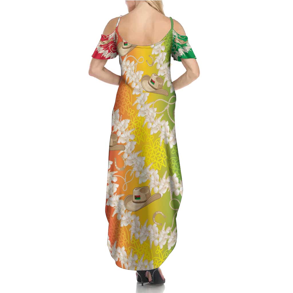 Vanuatu Cowboy Family Matching Summer Maxi Dress and Hawaiian Shirt Straw Hats Hibiscus With Sand Drawing LT14 - Polynesian Pride
