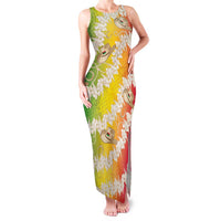 Vanuatu Cowboy Family Matching Tank Maxi Dress and Hawaiian Shirt Straw Hats Hibiscus With Sand Drawing LT14 Mom's Dress Reggae - Polynesian Pride
