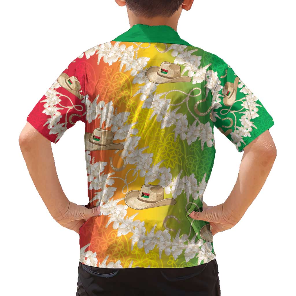 Vanuatu Cowboy Kid Hawaiian Shirt Straw Hats Hibiscus With Sand Drawing - Polynesian Pride