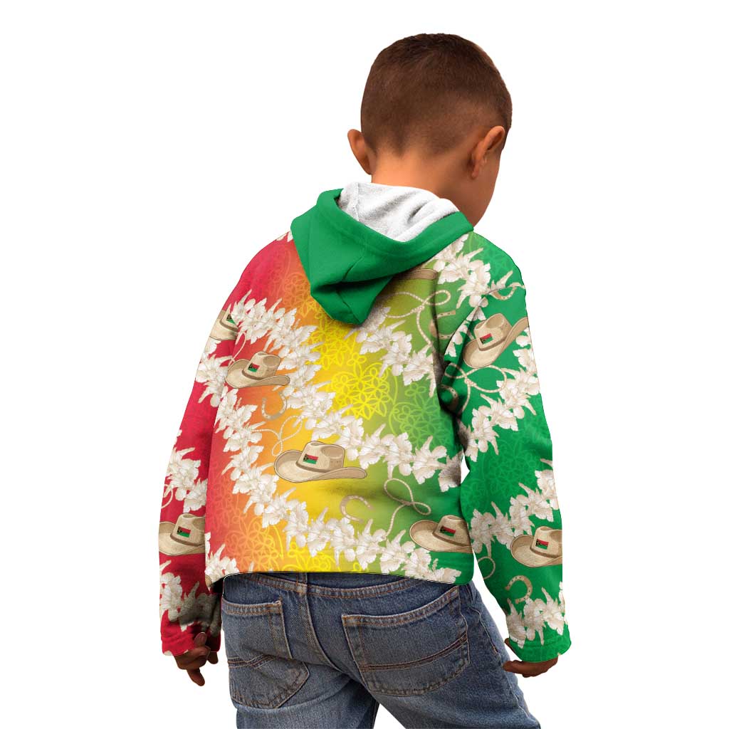 Vanuatu Cowboy Kid Hoodie Straw Hats Hibiscus With Sand Drawing - Polynesian Pride