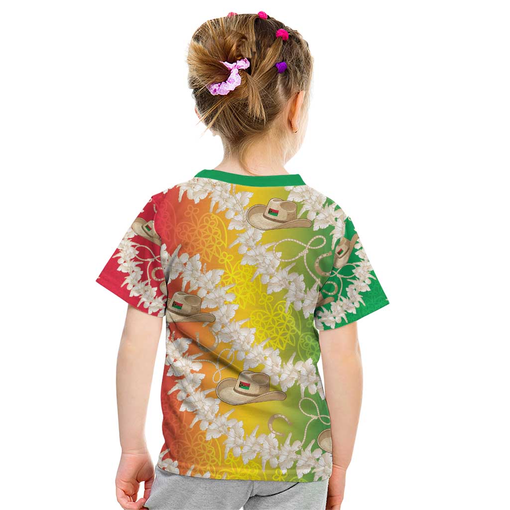 Vanuatu Cowboy Kid T Shirt Straw Hats Hibiscus With Sand Drawing - Polynesian Pride