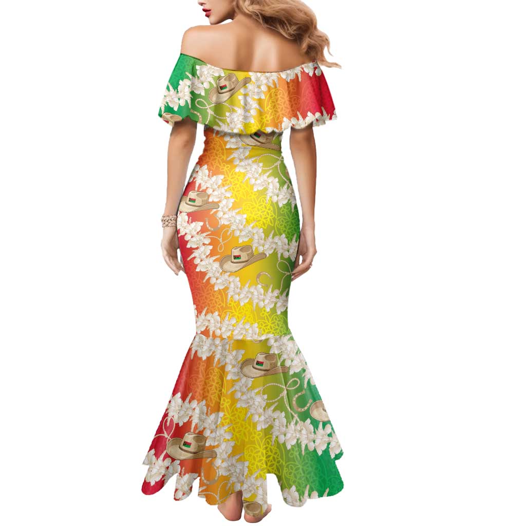 Vanuatu Cowboy Mermaid Dress Straw Hats Hibiscus With Sand Drawing - Polynesian Pride