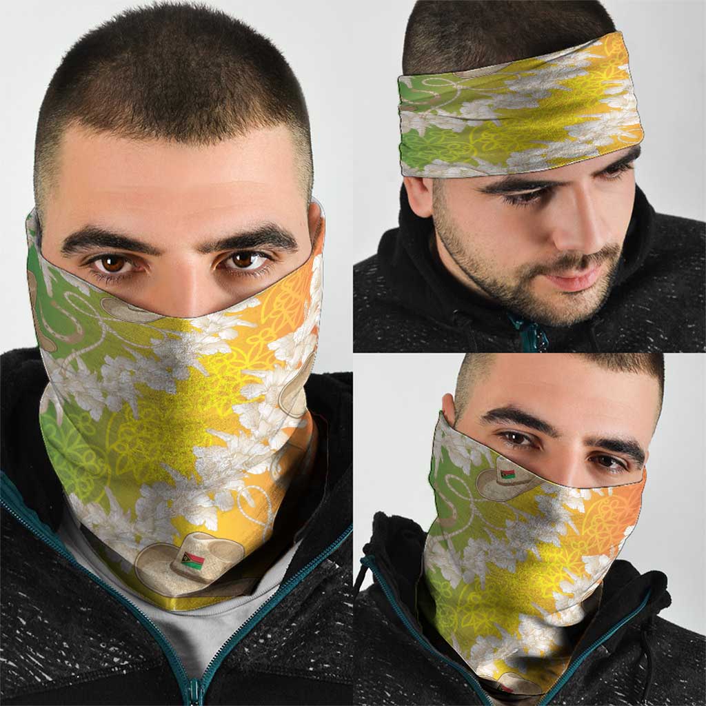 Vanuatu Cowboy Neck Gaiter Straw Hats Hibiscus With Sand Drawing - Polynesian Pride