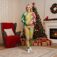 Vanuatu Cowboy Christmas Pajama Set Straw Hats Hibiscus With Sand Drawing - Polynesian Pride