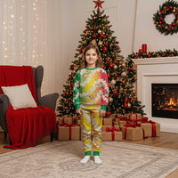 Vanuatu Cowboy Christmas Pajama Set Straw Hats Hibiscus With Sand Drawing - Polynesian Pride